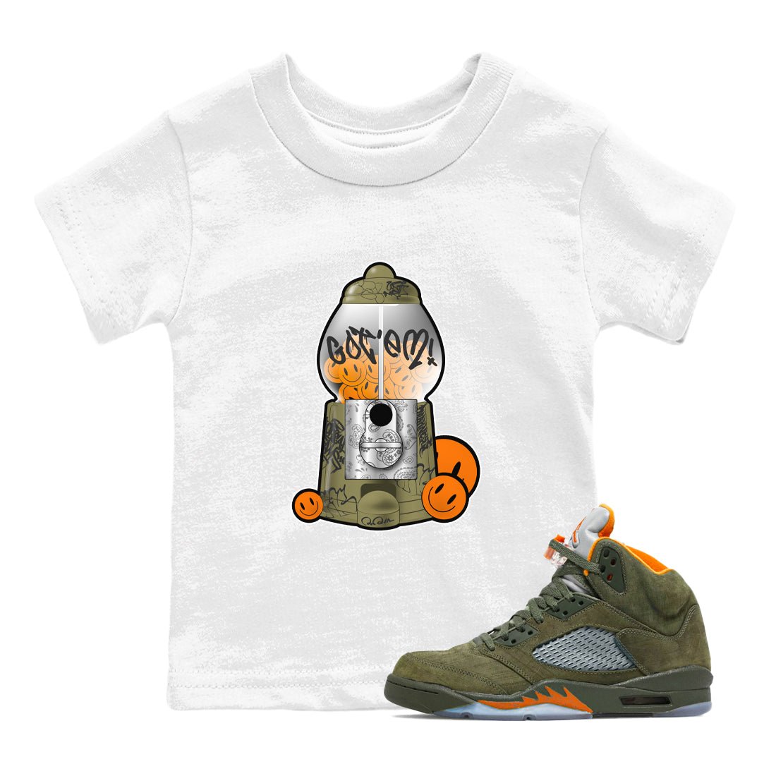 5s Olive shirt to match jordans Gumball Machine sneaker tees Air Jordan 5 Olive SNRT sneaker release tees baby toddler White 1 cotton Shirt