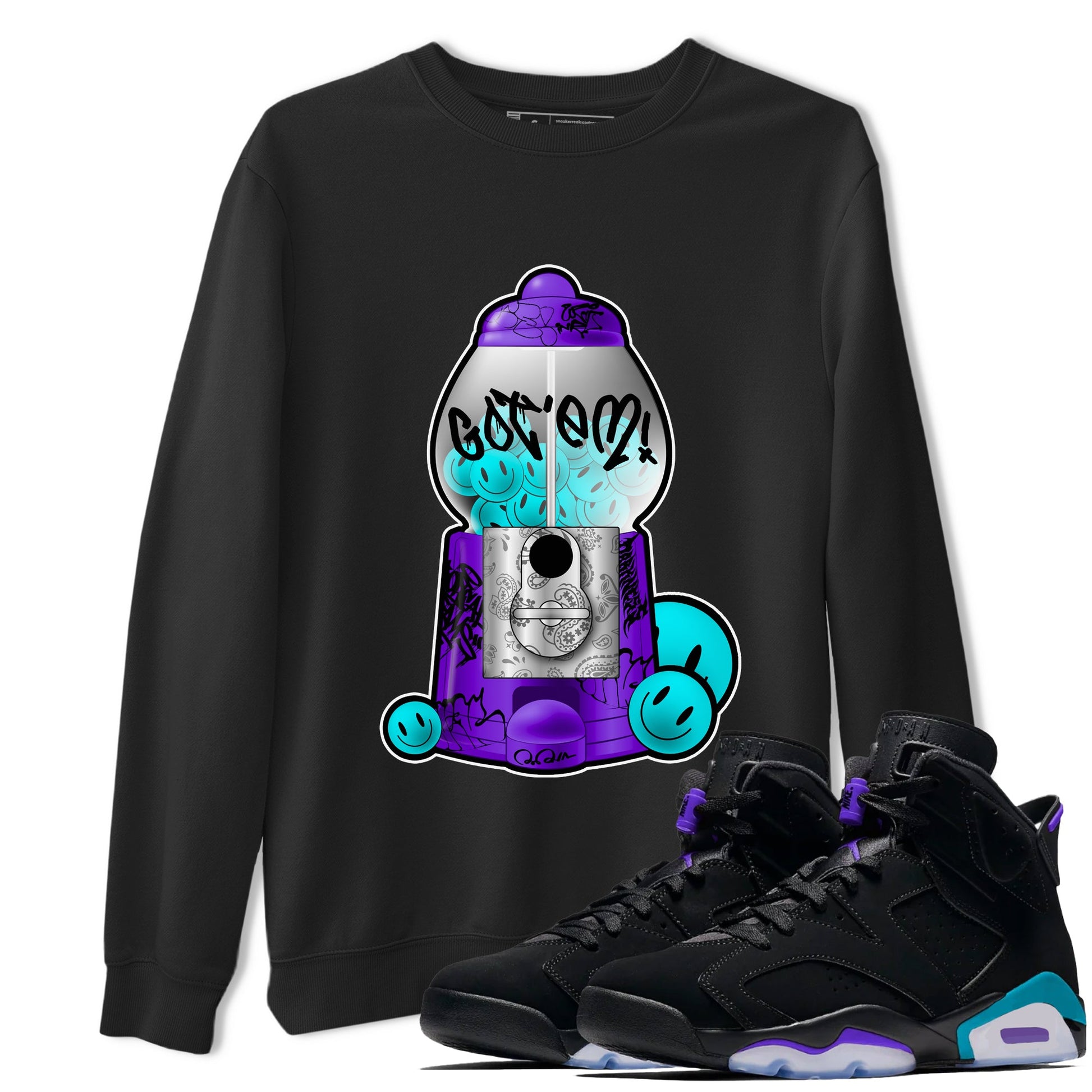 Air Jordan 6 Aqua shirt to match jordans Gumball Machine sneaker tees Graffiti AJ6 Aqua SNRT Sneaker Release Tees Unisex Black 1 T-Shirt