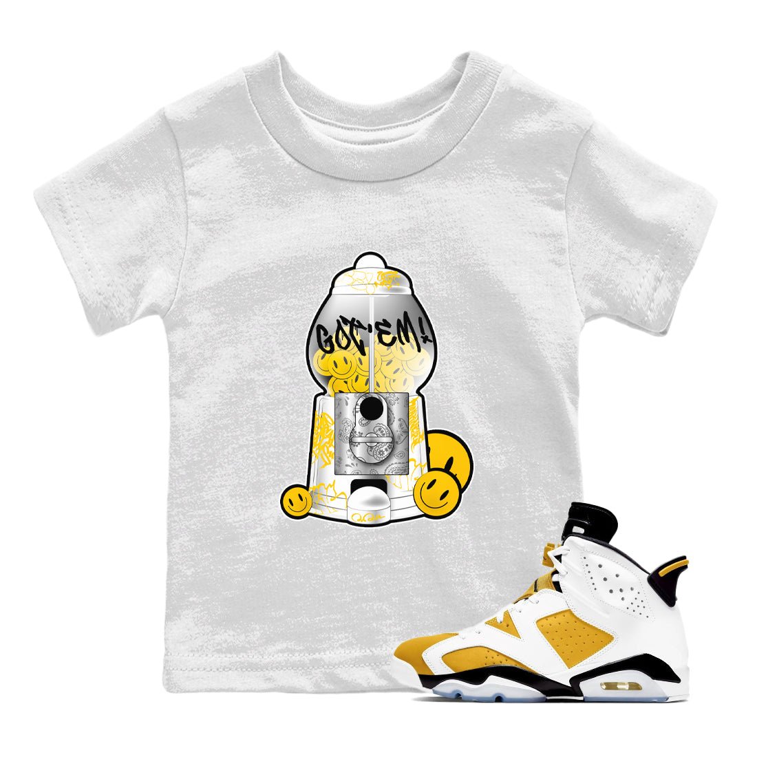 Air Jordan 6 Yellow Ochre shirt to match jordans Gumball Machine sneaker tees AJ6 Yellow Ochre SNRT Sneaker Release Tees Baby Toddler White 1 T-Shirt