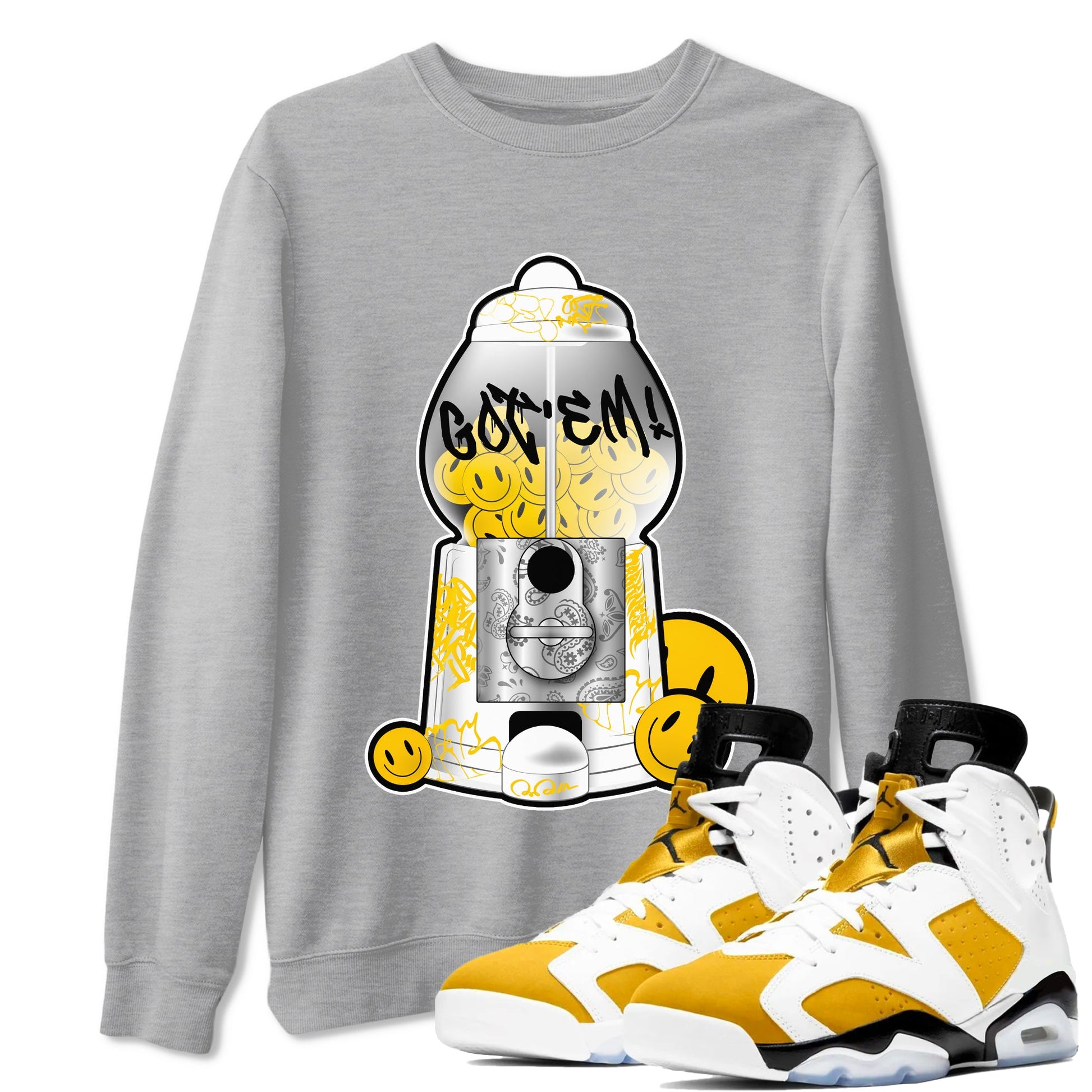 Air Jordan 6 Yellow Ochre shirt to match jordans Gumball Machine sneaker tees AJ6 Yellow Ochre SNRT Sneaker Release Tees Unisex Heather Grey 1 T-Shirt