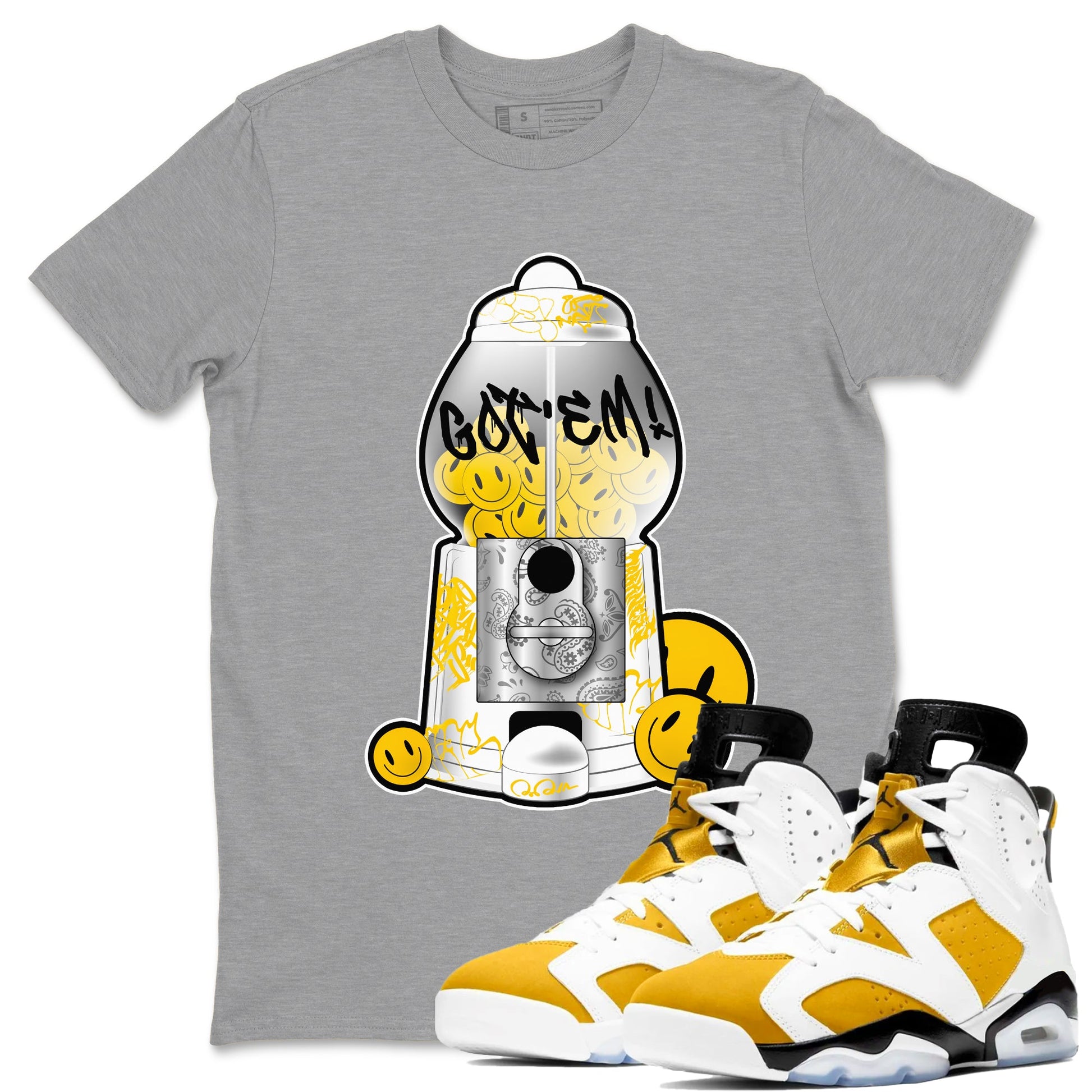 Air Jordan 6 Yellow Ochre shirt to match jordans Gumball Machine sneaker tees AJ6 Yellow Ochre SNRT Sneaker Release Tees Unisex Heather Grey 1 T-Shirt