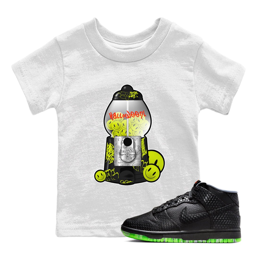 Dunk Mid Premium shirt to match jordans Gumball Machine sneaker tees halloween horror nights Nike Dunk Halloween SNRT Sneaker Release Tees Baby Toddler White 1 T-Shirt