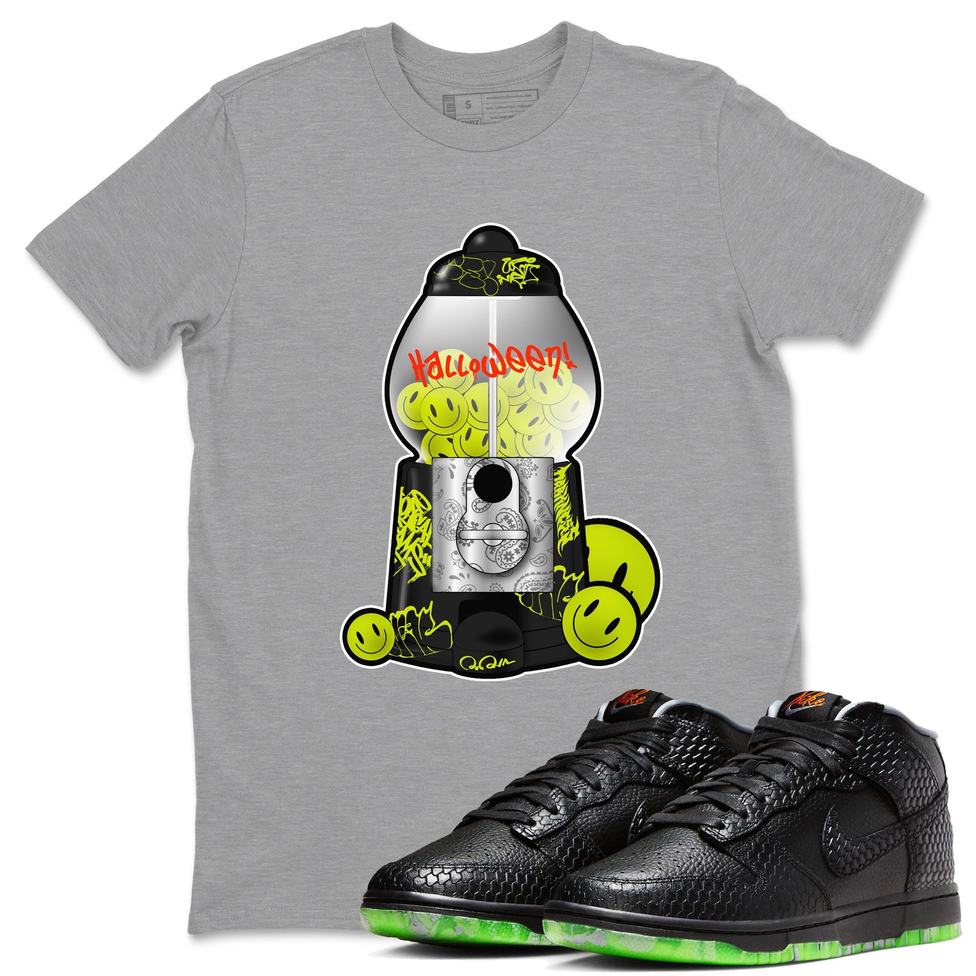 Dunk Mid Premium shirt to match jordans Gumball Machine sneaker tees halloween horror nights Nike Dunk Halloween SNRT Sneaker Release Tees Unisex Heather Grey 1 T-Shirt
