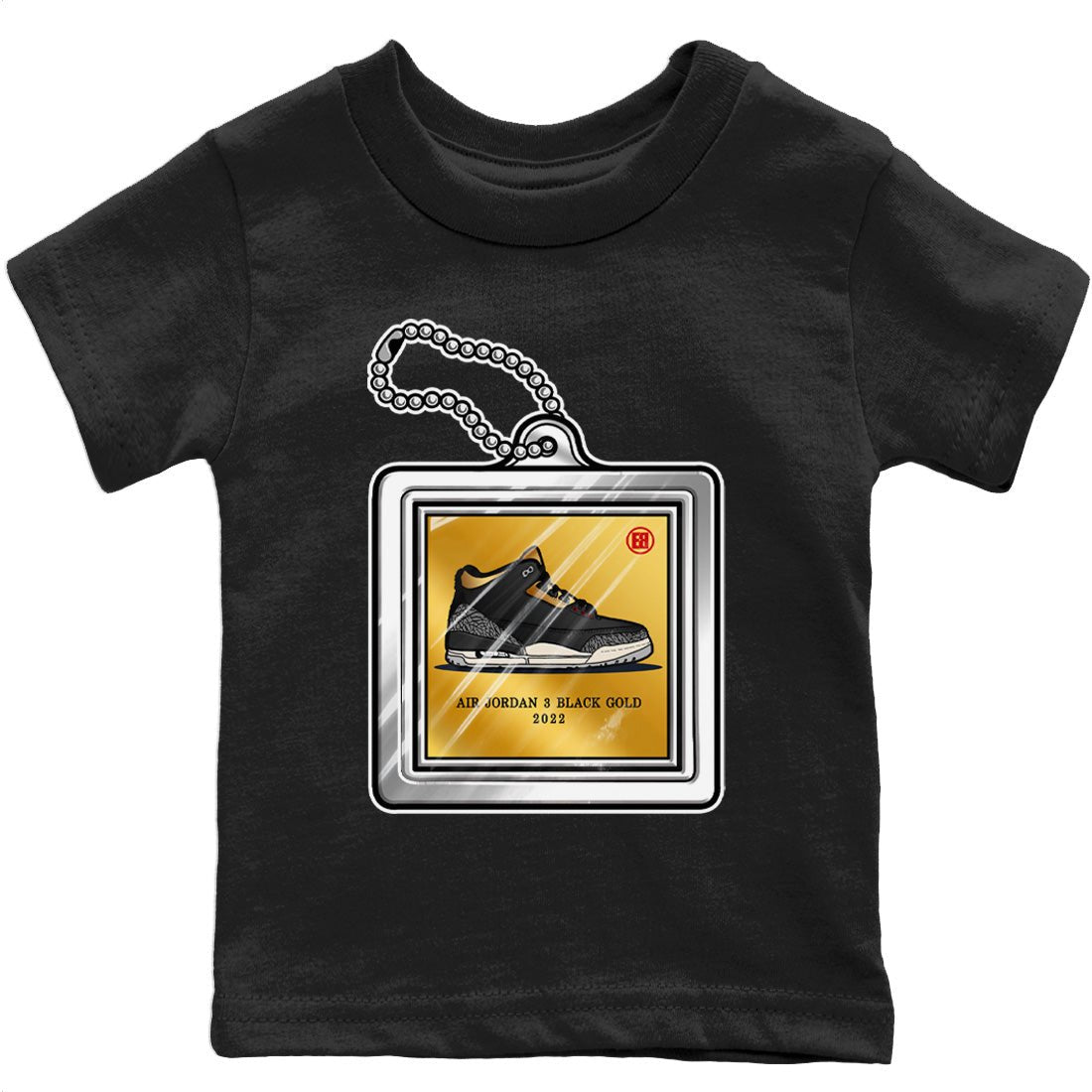 Jordan 3 Black Gold Sneaker Match Tees Hang Tag Sneaker Tees Jordan 3 Black Gold Sneaker Release Tees Kids Shirts