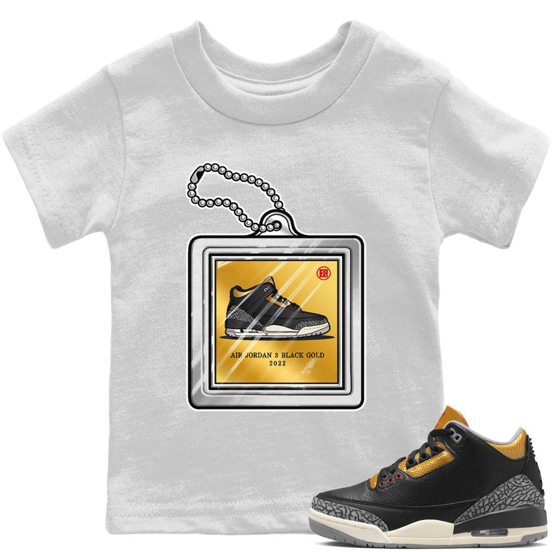 Jordan 3 Black Gold Sneaker Match Tees Hang Tag Sneaker Tees Jordan 3 Black Gold Sneaker Release Tees Kids Shirts