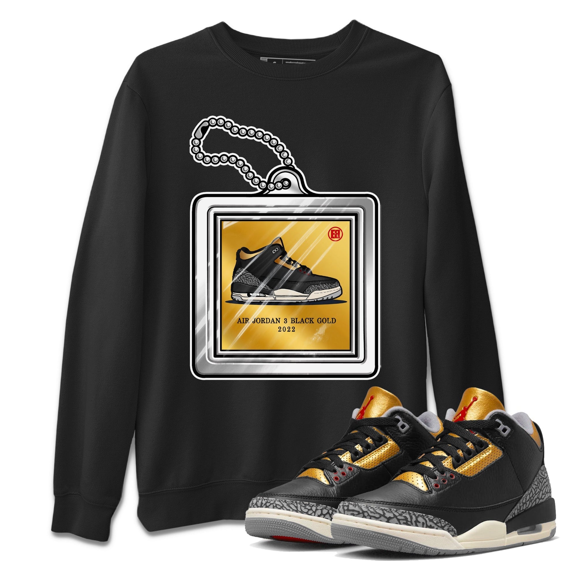 Jordan 3 Black Gold Sneaker Match Tees Hang Tag Sneaker Tees Jordan 3 Black Gold Sneaker Release Tees Unisex Shirts