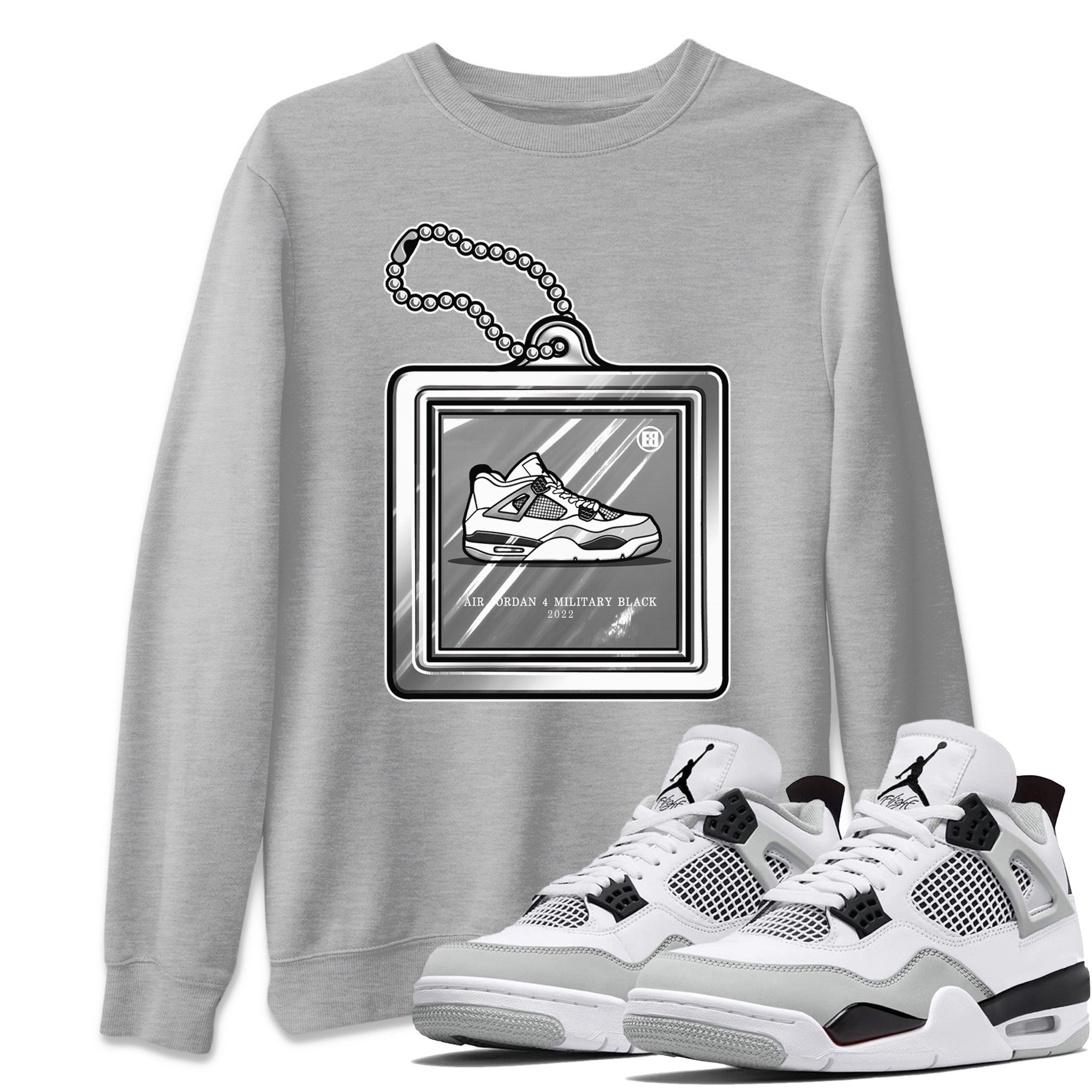 Hang Tag Unisex Tops Air Jordan 4 Military Black SNRT Sneaker T shirts