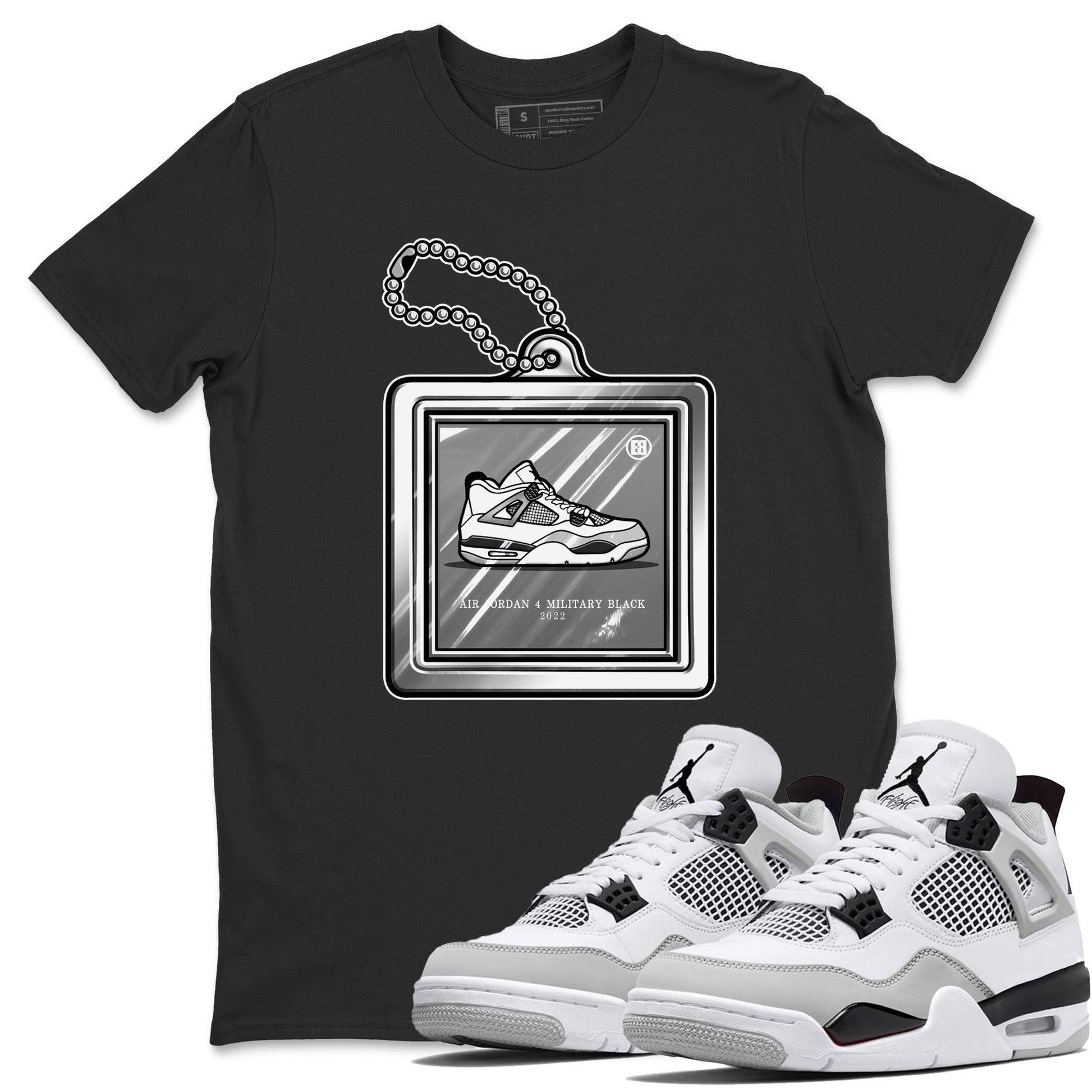 Jordan 4 Military Black Sneaker Match Tees Hang Tag Sneaker Tees Jordan 4 Military Black Sneaker Release Tees Unisex Shirts