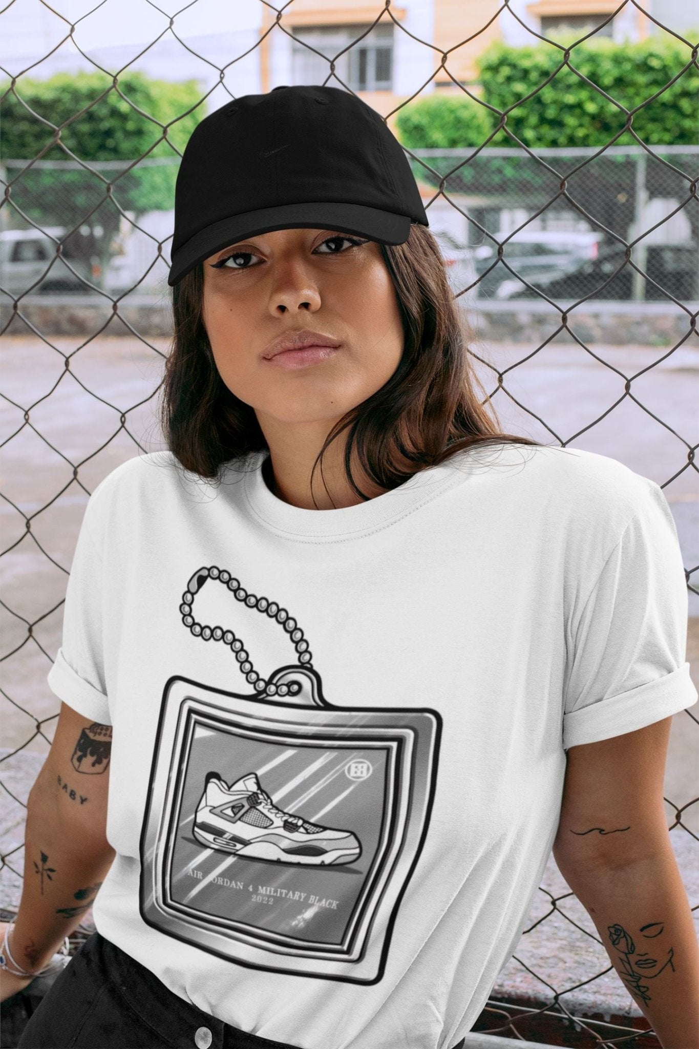 Jordan 4 Military Black Sneaker Match Tees Hang Tag Sneaker Tees Jordan 4 Military Black Sneaker Release Tees Unisex Shirts