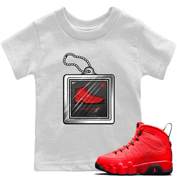 Jordan 9 Chile Red Sneaker Match Tees Hang Tag Sneaker Tees Jordan 9 Chile Red Sneaker Release Tees Kids Shirts