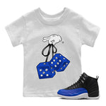 Jordan 12 Hyper Royal Sneaker Match Tees Hanging Dice Sneaker Tees Jordan 12 Hyper Royal Sneaker Release Tees Kids Shirts