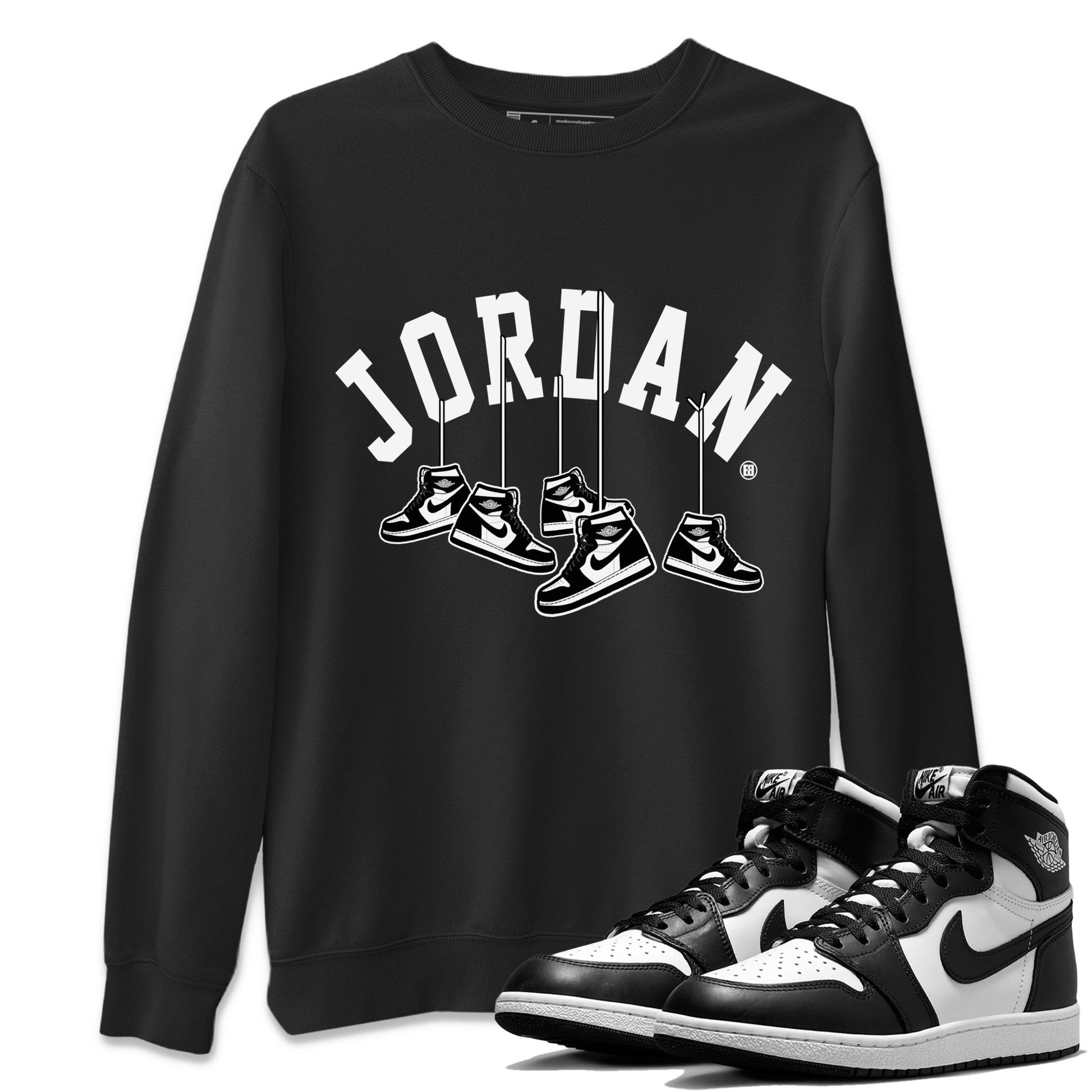 Jordan 1 Black White Sneaker Match Tees Hanging Sneakers Sneaker Tees Jordan 1 Black White Sneaker Release Tees Unisex Shirts