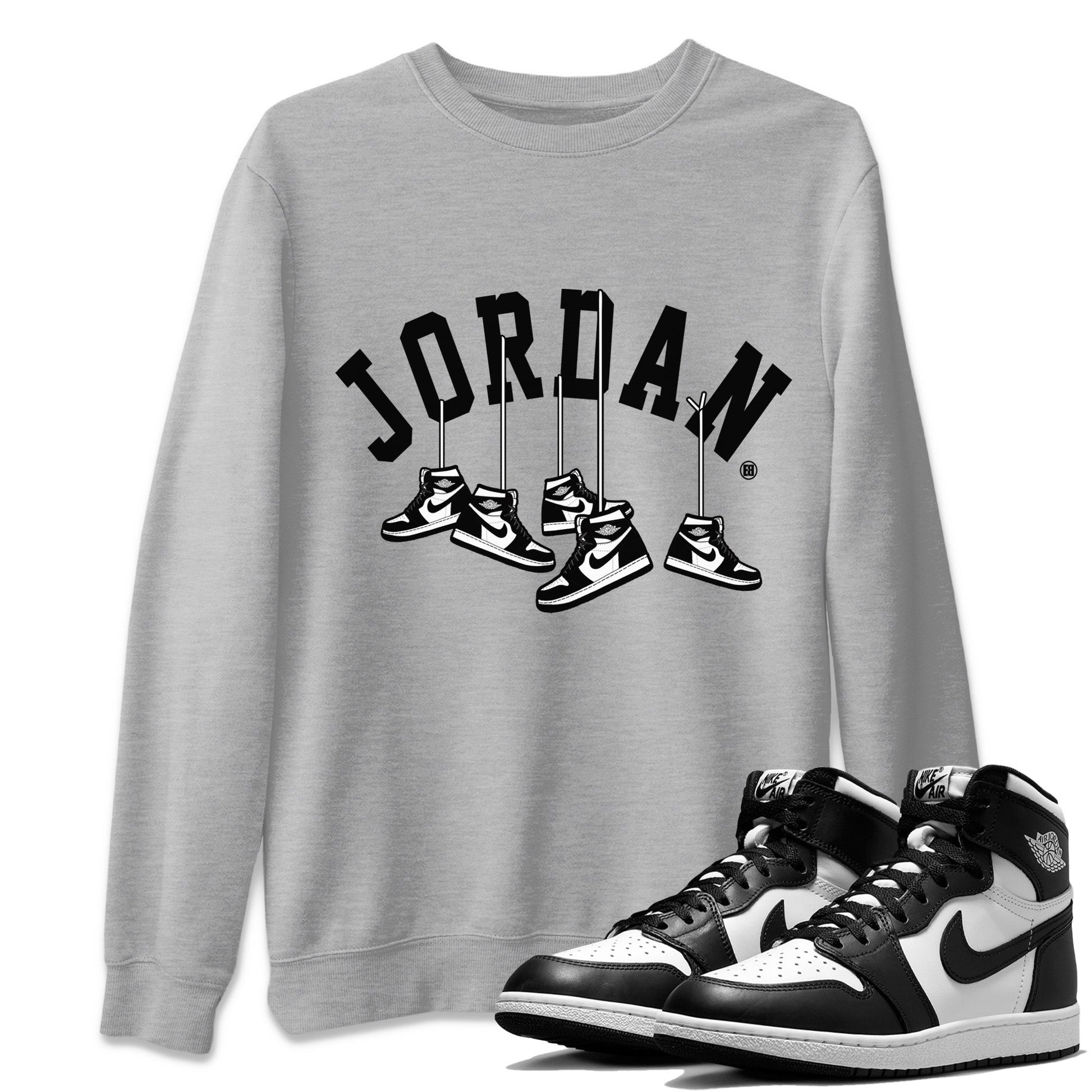 Jordan 1 Black White Sneaker Match Tees Hanging Sneakers Sneaker Tees Jordan 1 Black White Sneaker Release Tees Unisex Shirts
