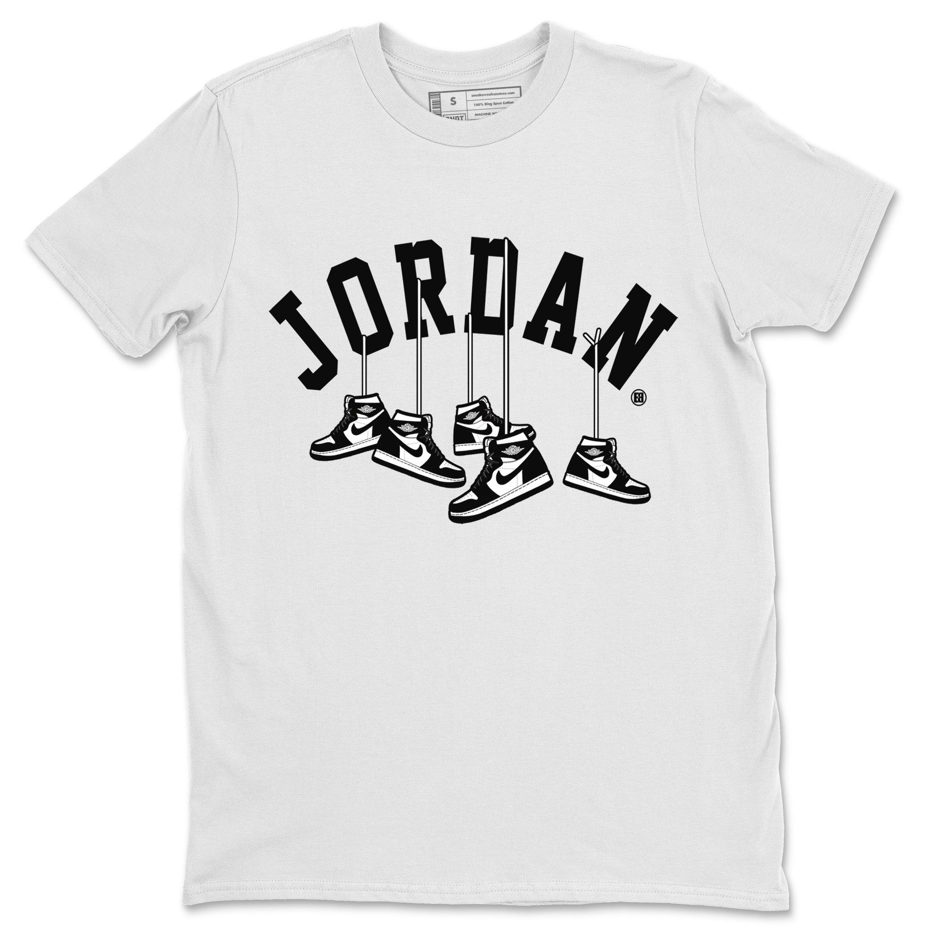 Jordan 1 Black White Sneaker Match Tees Hanging Sneakers Sneaker Tees Jordan 1 Black White Sneaker Release Tees Unisex Shirts