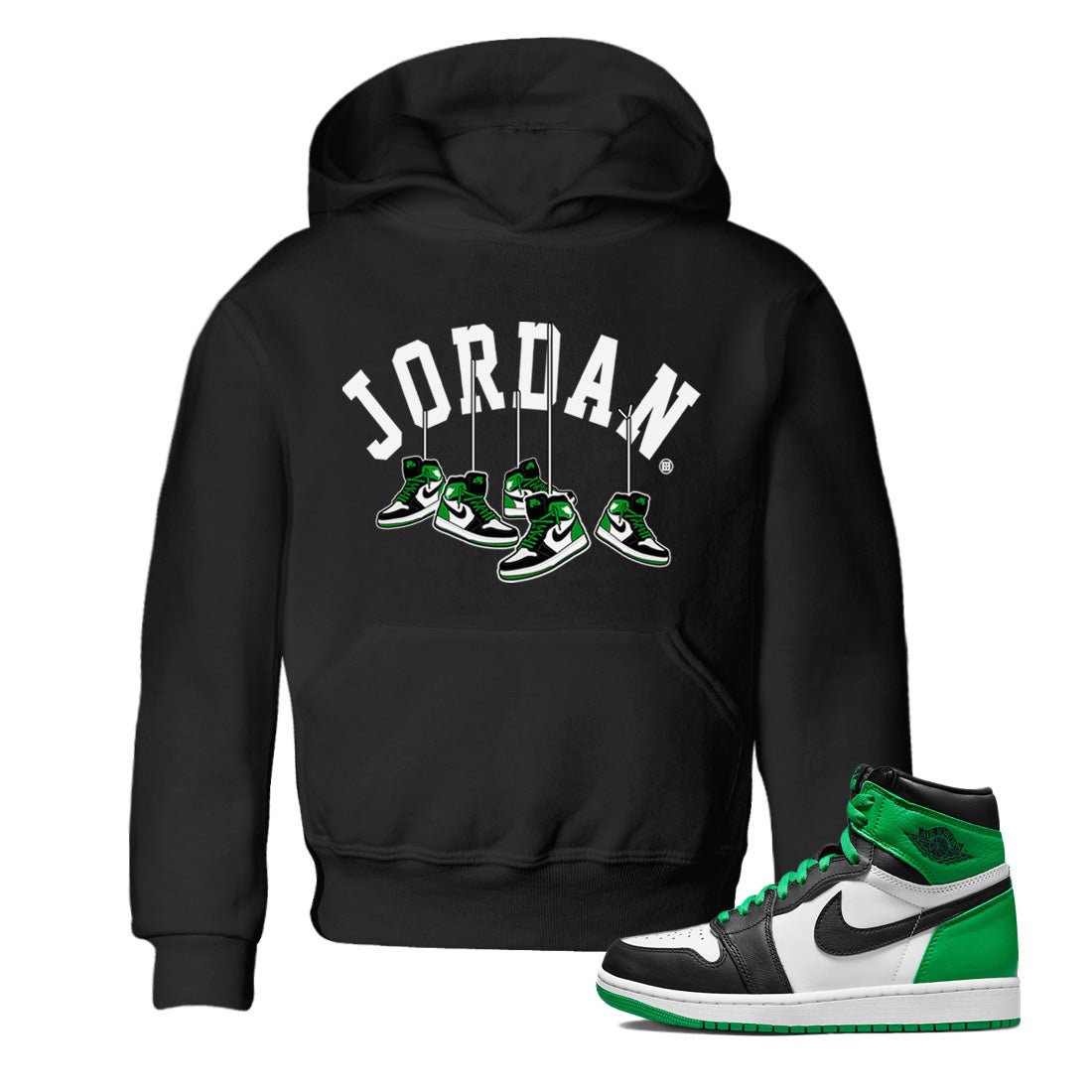 Air Jordan 1 Celtics Hanging Sneakers Baby and Kids Sneaker Tees Air Jordan 1 Retro Celtics Kids Sneaker Tees Washing and Care Tip