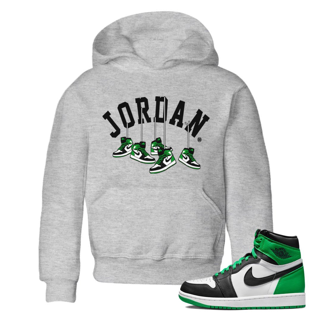 Air Jordan 1 Celtics Sneaker Match Tees Hanging Sneakers Sneaker Tees Air Jordan 1 Retro Celtics Sneaker Release Tees Kids Shirts Heather Grey 1