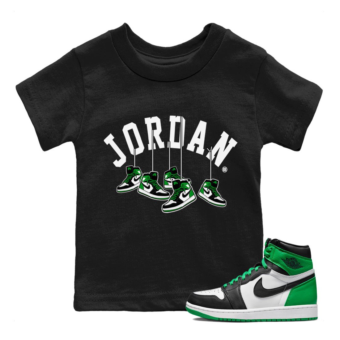 Air Jordan 1 Celtics Sneaker Match Tees Hanging Sneakers Sneaker Tees Air Jordan 1 Retro Celtics Sneaker Release Tees Kids Shirts Black 1