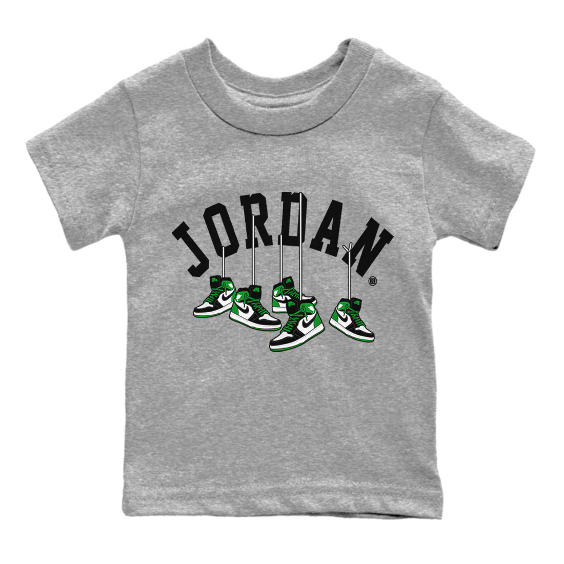 Air Jordan 1 Celtics Sneaker Match Tees Hanging Sneakers Sneaker Tees Air Jordan 1 Retro Celtics Sneaker Release Tees Kids Shirts Heather Grey 2