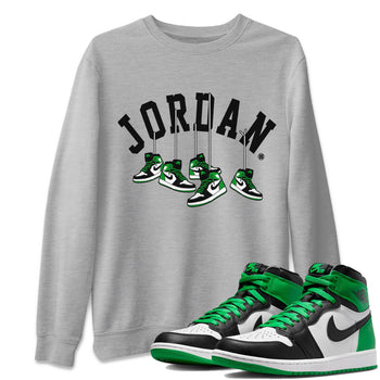 Air Jordan 1 Celtics Sneaker Match Tees Hanging Sneakers Sneaker Tees Air Jordan 1 Retro Celtics Sneaker Release Tees Unisex Shirts Heather Grey 1