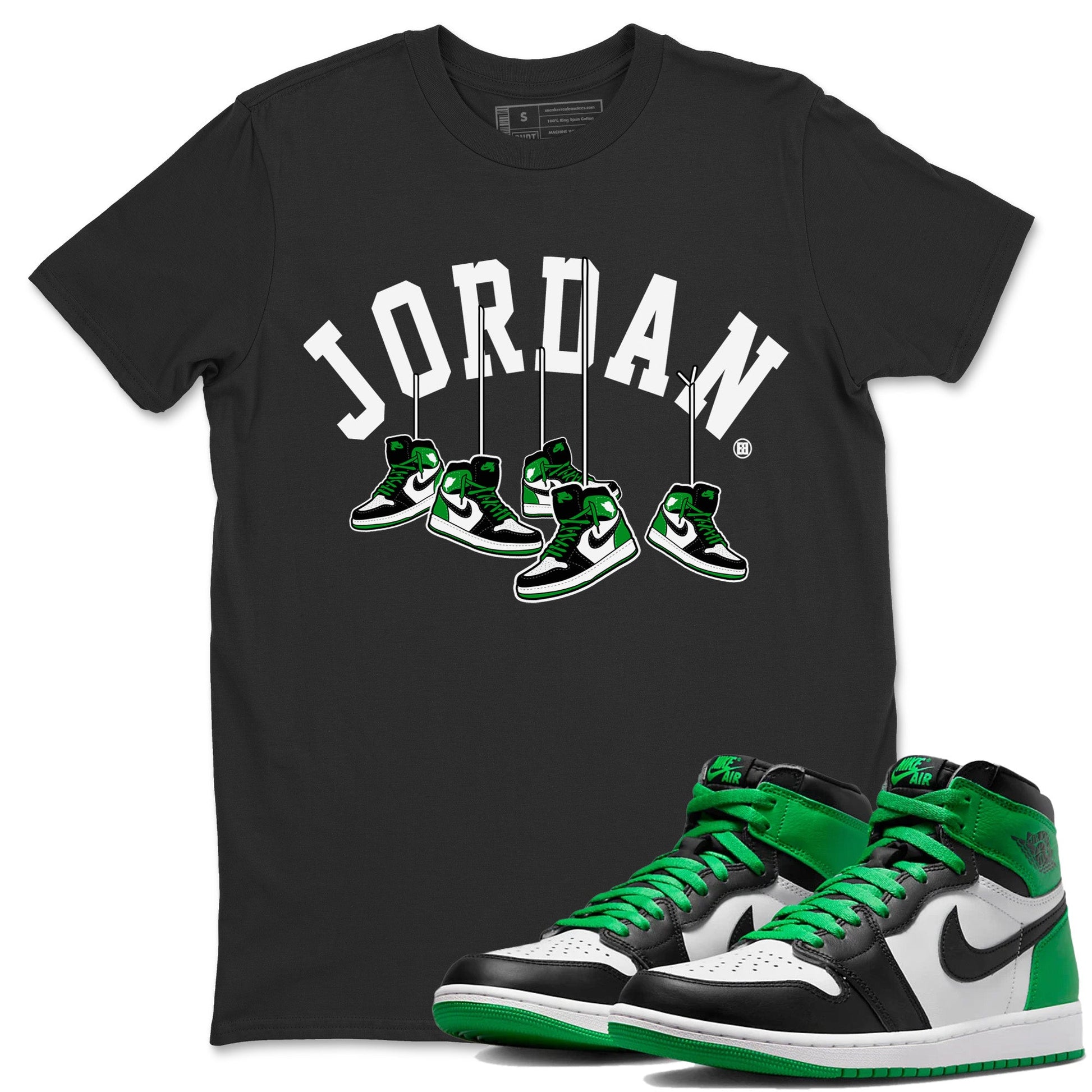 Air Jordan 1 Celtics Sneaker Match Tees Hanging Sneakers Sneaker Tees Air Jordan 1 Retro Celtics Sneaker Release Tees Unisex Shirts Black 1