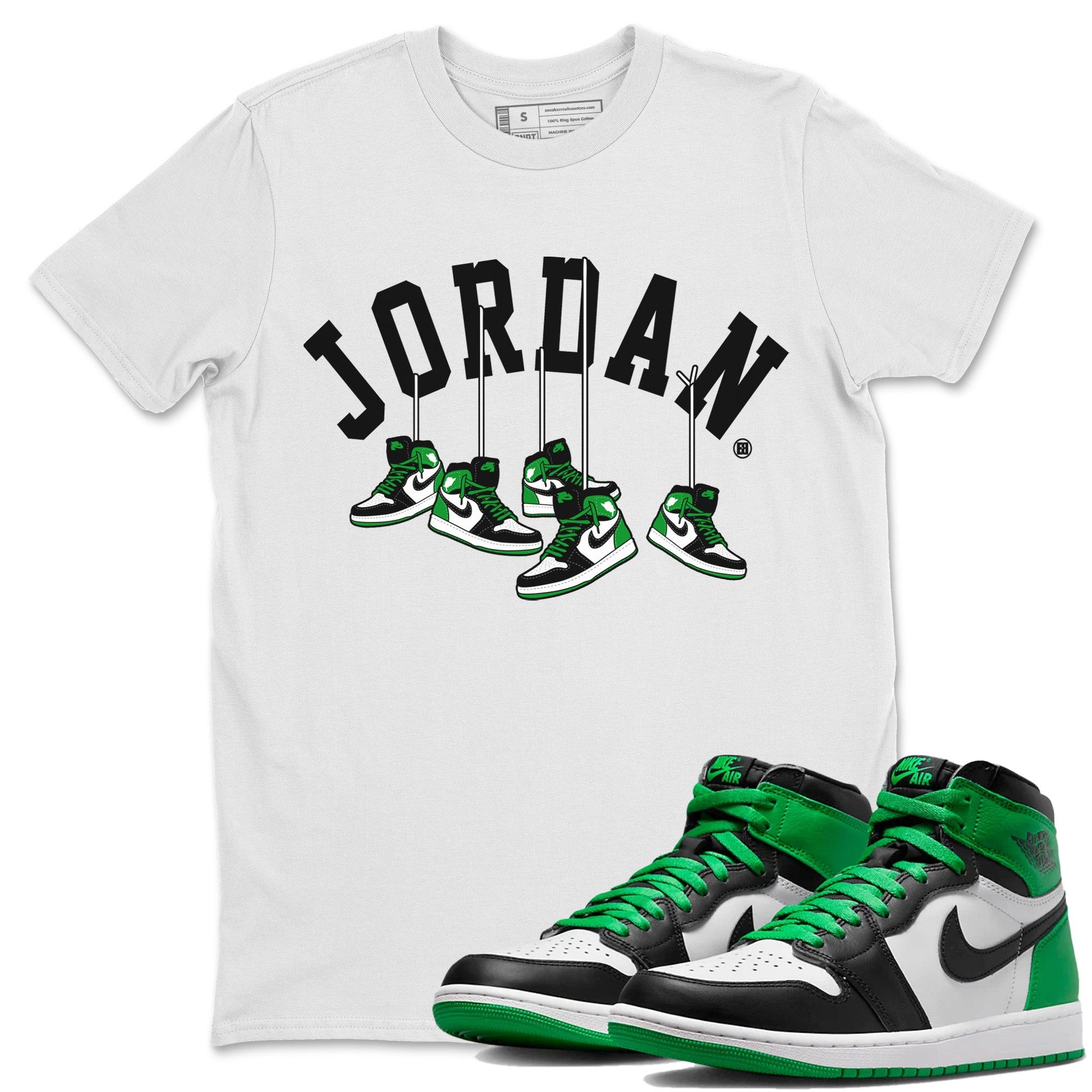 Air Jordan 1 Celtics Sneaker Match Tees Hanging Sneakers Sneaker Tees Air Jordan 1 Retro Celtics Sneaker Release Tees Unisex Shirts White 1