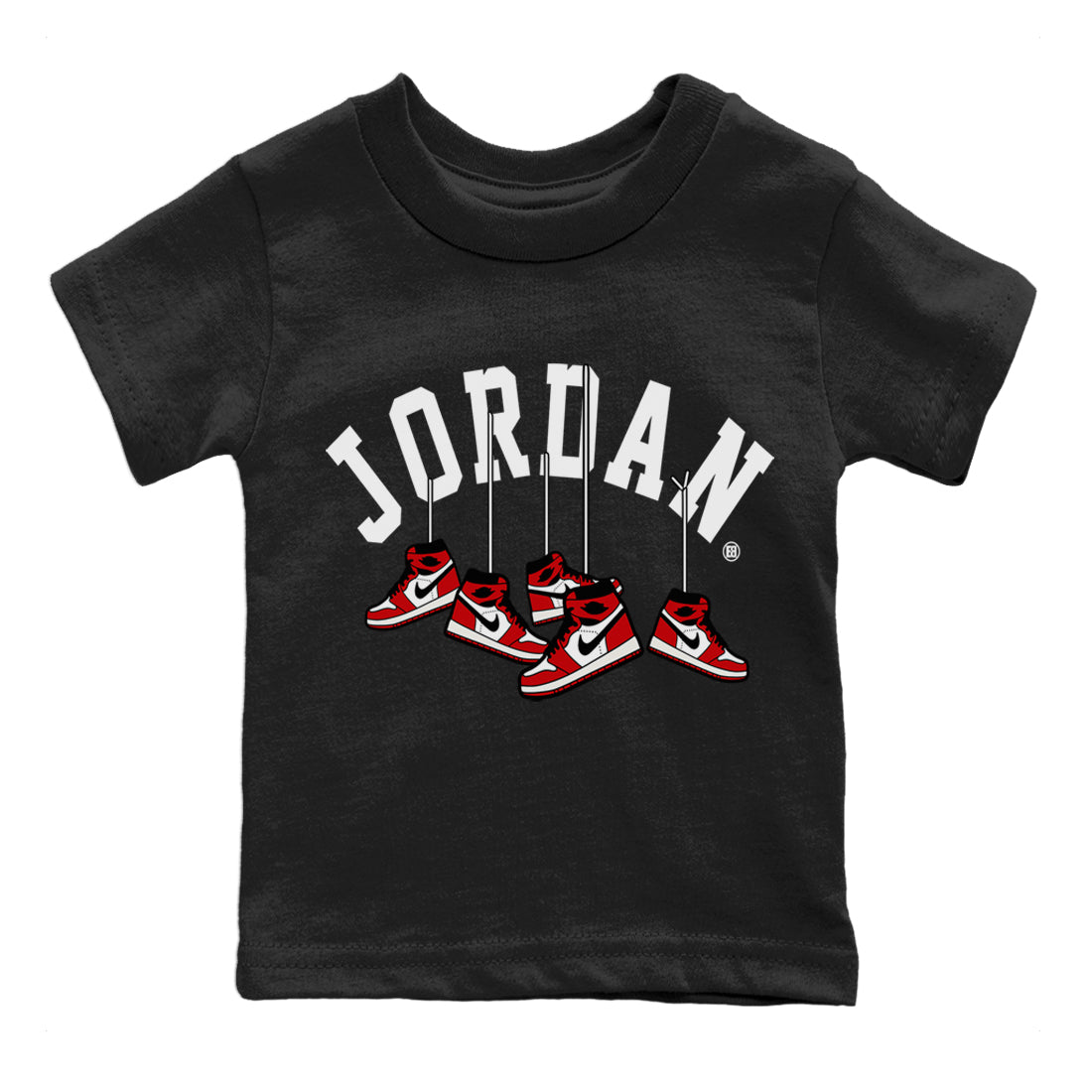 Jordan 1 Chicago Sneaker Match Tees Hanging Sneakers Sneaker Tees Jordan 1 Chicago Sneaker Release Tees Kids Shirts