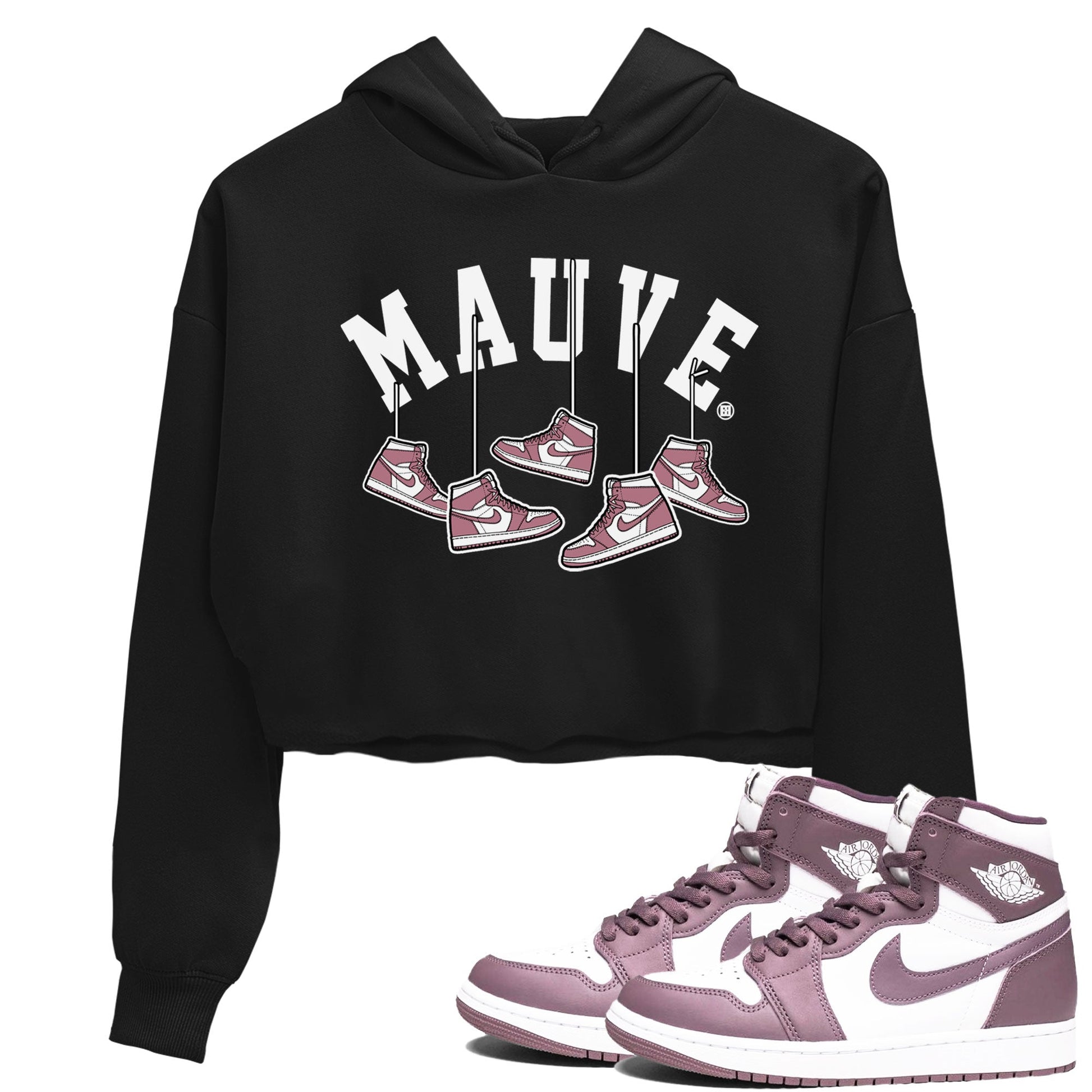 Air Jordan 1 Mauve shirt to match jordans Hanging Sneakers sneaker matching t-shirt Jordan 1 High OG Mauve SNRT Sneaker Release Tees Black 1 Crop T-Shirt