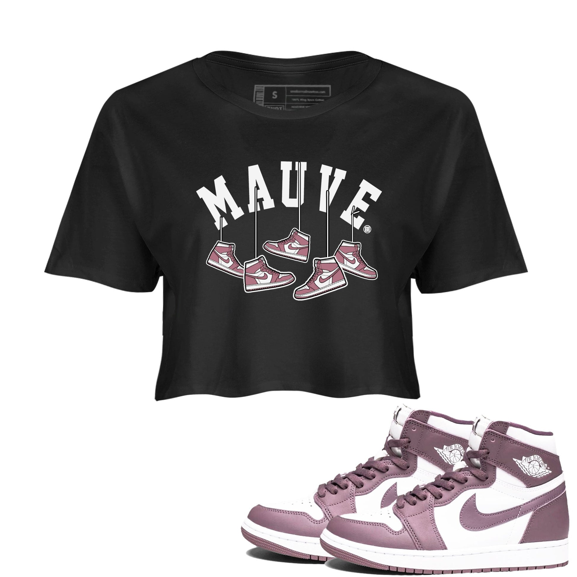 Air Jordan 1 Mauve shirt to match jordans Hanging Sneakers sneaker matching t-shirt Jordan 1 High OG Mauve SNRT Sneaker Release Tees Black 1 Crop T-Shirt