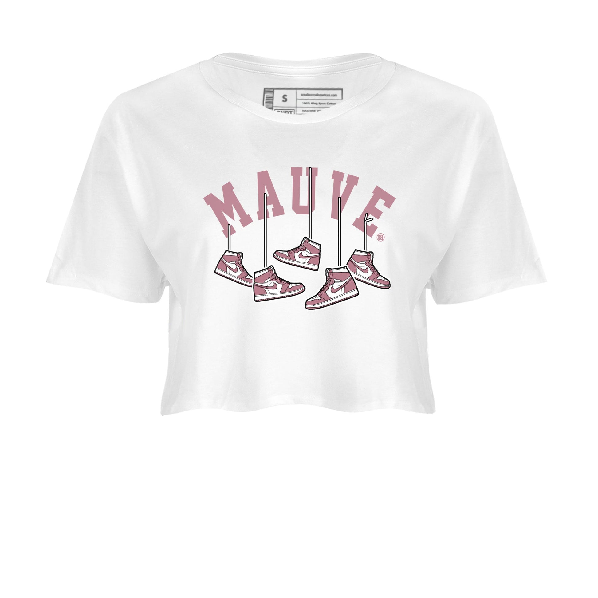 Air Jordan 1 Mauve shirt to match jordans Hanging Sneakers sneaker matching t-shirt Jordan 1 High OG Mauve SNRT Sneaker Release Tees White 2 Crop T-Shirt
