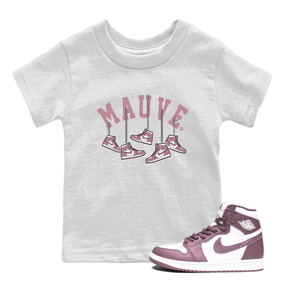 Air Jordan 1 Mauve shirt to match jordans Hanging Sneakers sneaker matching t-shirt Jordan 1 High OG Mauve SNRT Sneaker Release Tees Baby Toddler White 1 T-Shirt