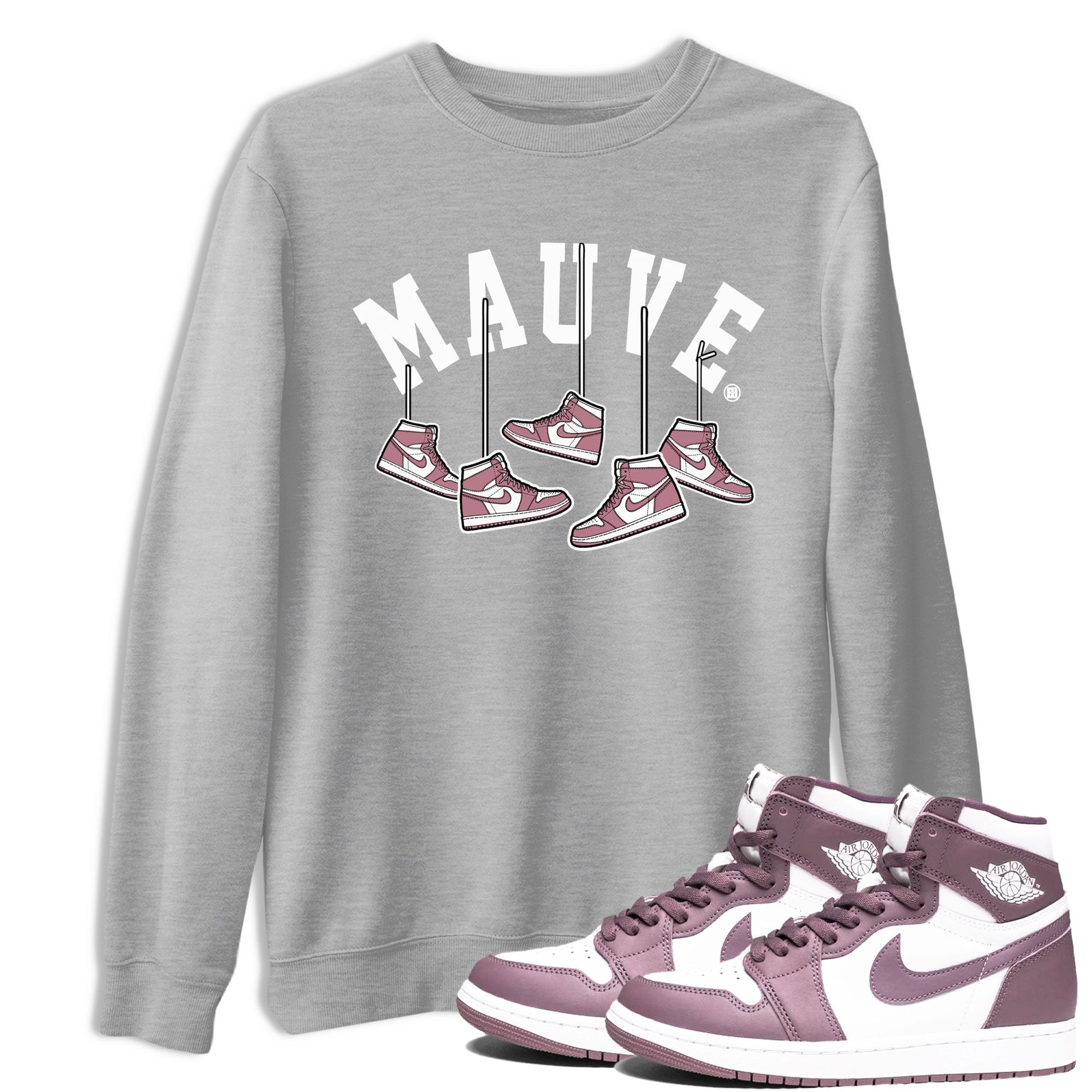 Air Jordan 1 Mauve shirt to match jordans Hanging Sneakers sneaker matching t-shirt Jordan 1 High OG Mauve SNRT Sneaker Release Tees Unisex Heather Grey 1 T-Shirt