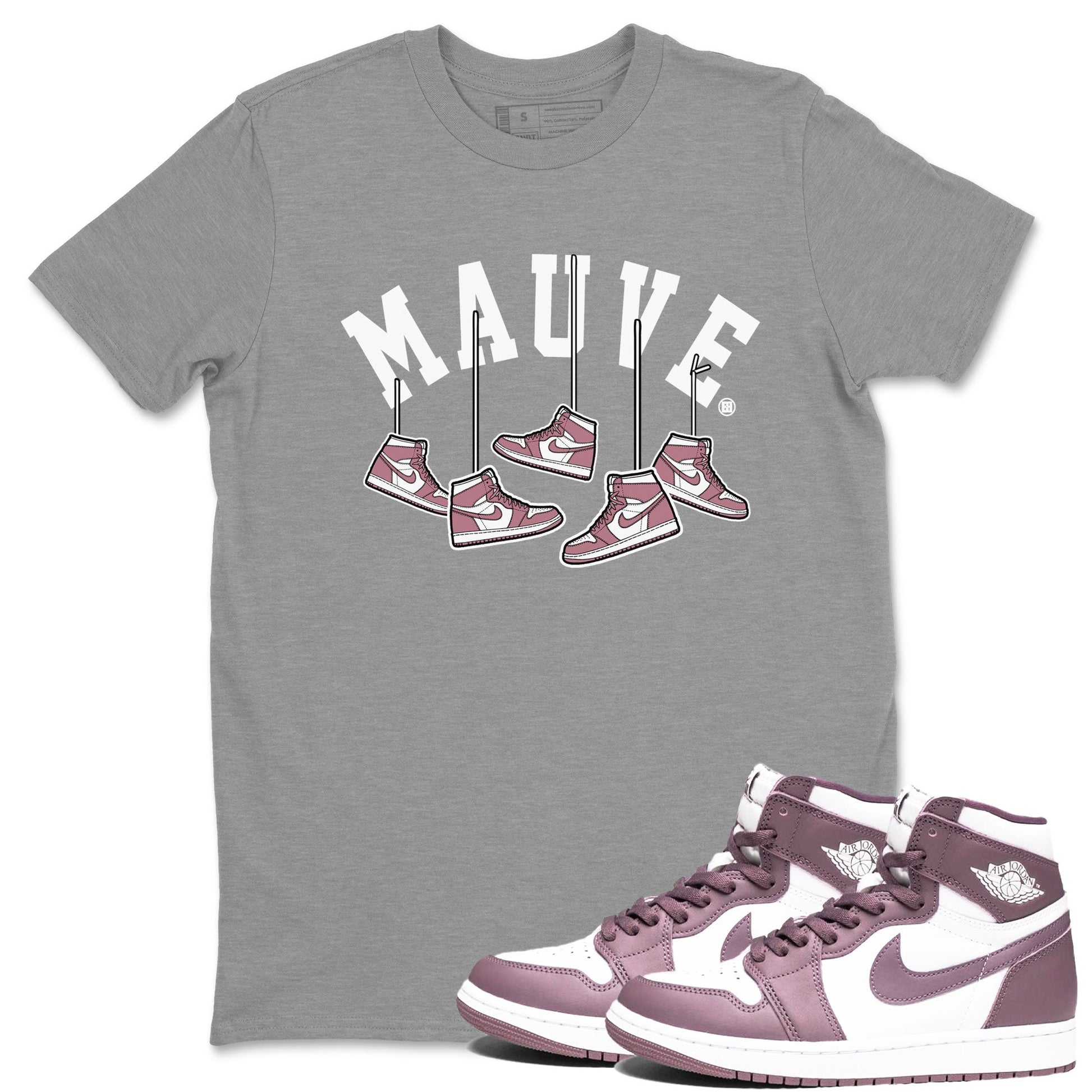 Air Jordan 1 Mauve shirt to match jordans Hanging Sneakers sneaker matching t-shirt Jordan 1 High OG Mauve SNRT Sneaker Release Tees Unisex Heather Grey 1 T-Shirt
