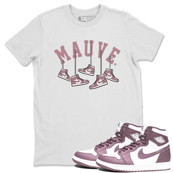 Air Jordan 1 Mauve shirt to match jordans Hanging Sneakers sneaker matching t-shirt Jordan 1 High OG Mauve SNRT Sneaker Release Tees Unisex White 1 T-Shirt