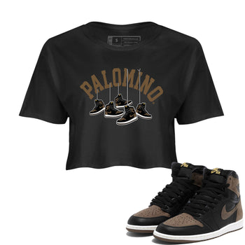 1s Palomino shirt to match jordans Hanging Sneakers sneaker tees Air Jordan 1 Palomino SNRT Sneaker Release Tees Black 1 Crop T-Shirt