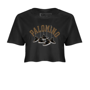 1s Palomino shirt to match jordans Hanging Sneakers sneaker tees Air Jordan 1 Palomino SNRT Sneaker Release Tees Black 2 Crop T-Shirt