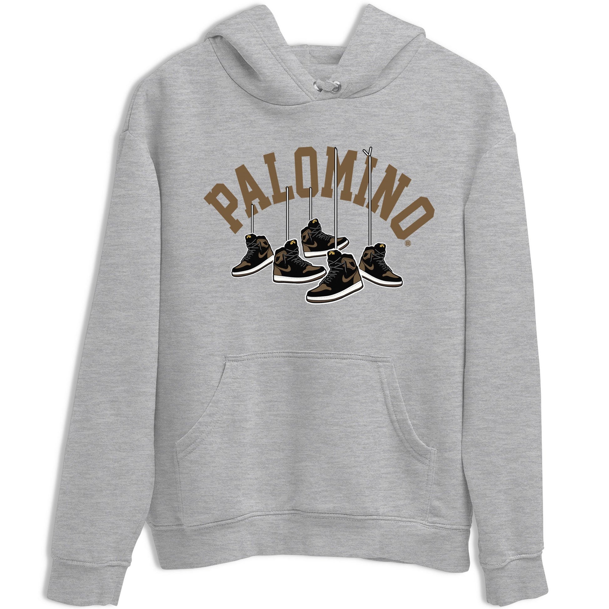 1s Palomino shirt to match jordans Hanging Sneakers sneaker tees Air Jordan 1 Palomino SNRT Sneaker Release Tees Unisex Heather Grey 2 T-Shirt