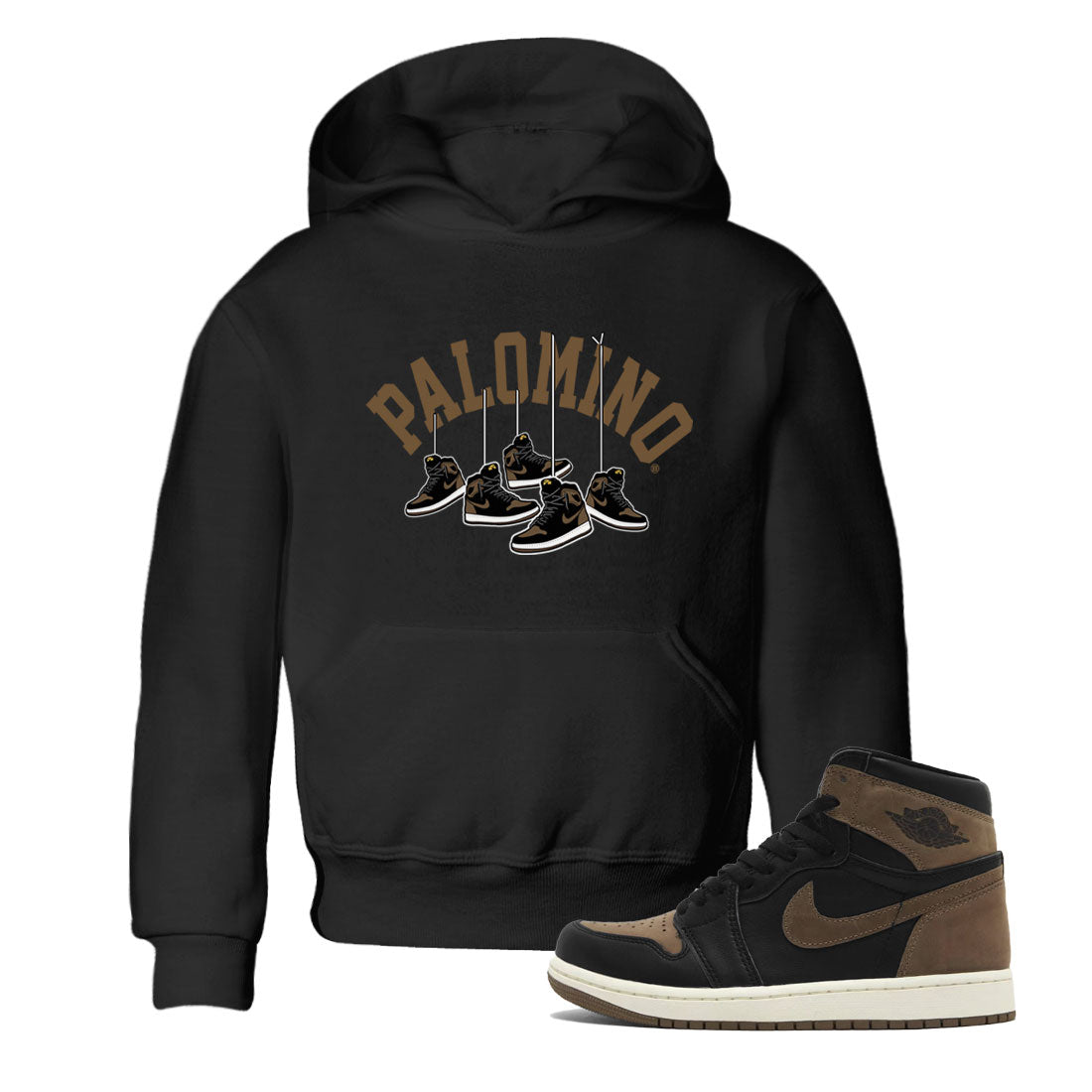 1s Palomino shirt to match jordans Hanging Sneakers sneaker tees Air Jordan 1 Palomino SNRT Sneaker Release Tees Baby Toddler Black 1 T-Shirt