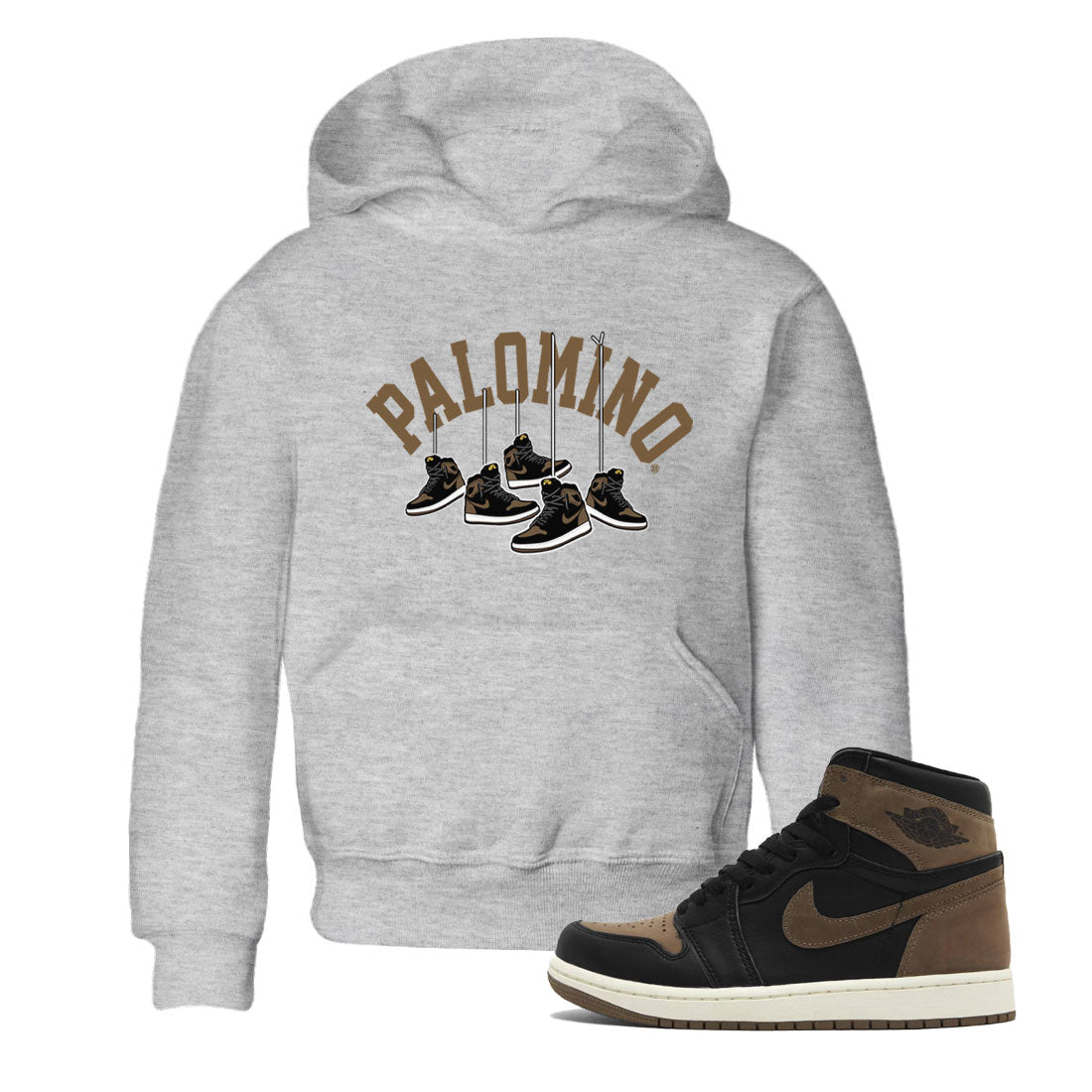 1s Palomino shirt to match jordans Hanging Sneakers sneaker tees Air Jordan 1 Palomino SNRT Sneaker Release Tees Baby Toddler Heather Grey 1 T-Shirt