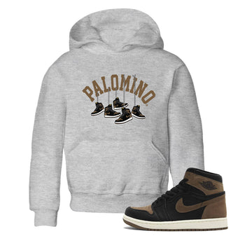 1s Palomino shirt to match jordans Hanging Sneakers sneaker tees Air Jordan 1 Palomino SNRT Sneaker Release Tees Baby Toddler Heather Grey 1 T-Shirt
