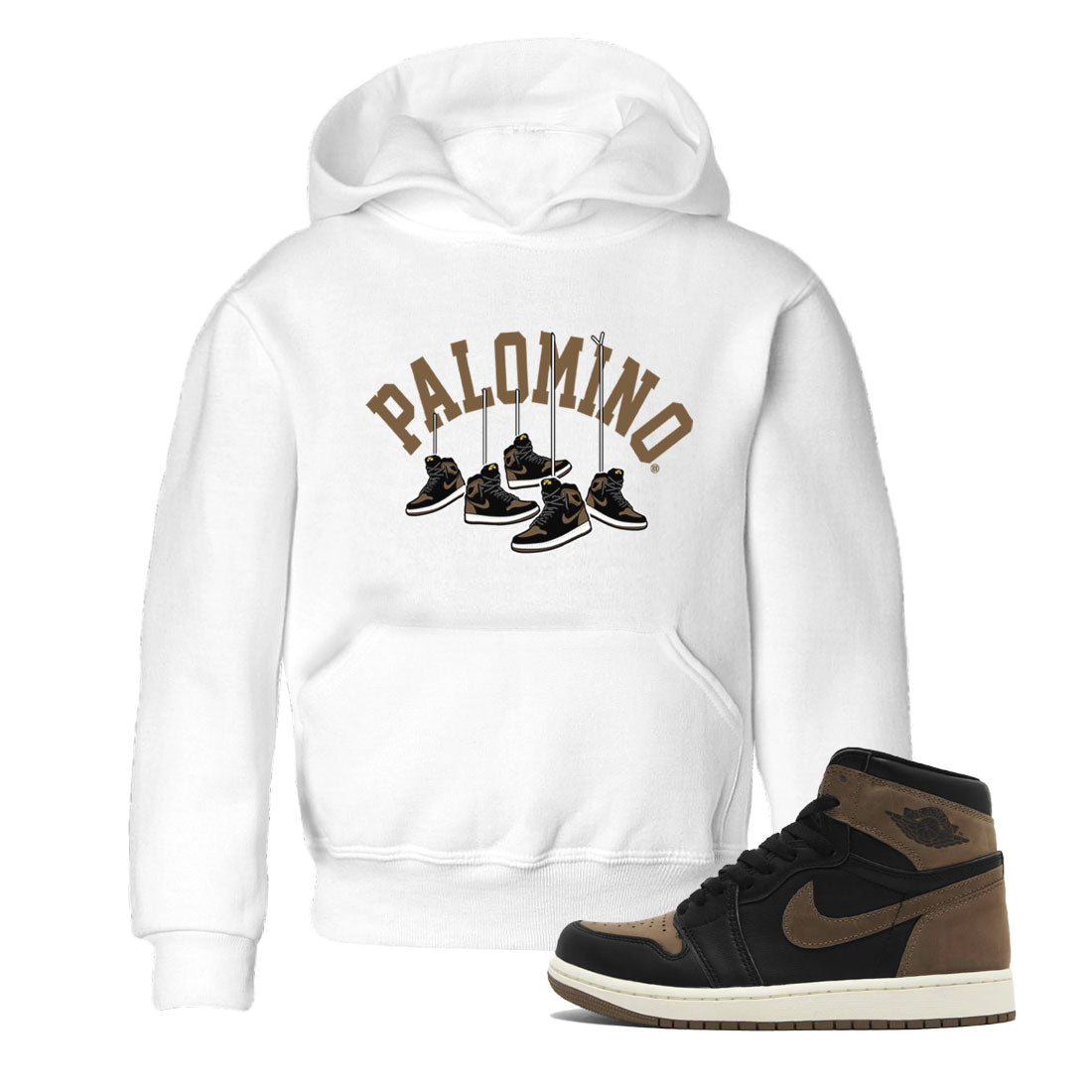 1s Palomino shirt to match jordans Hanging Sneakers sneaker tees Air Jordan 1 Palomino SNRT Sneaker Release Tees Baby Toddler White 1 T-Shirt