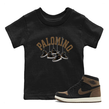 1s Palomino shirt to match jordans Hanging Sneakers sneaker tees Air Jordan 1 Palomino SNRT Sneaker Release Tees Baby Toddler Black 1 T-Shirt