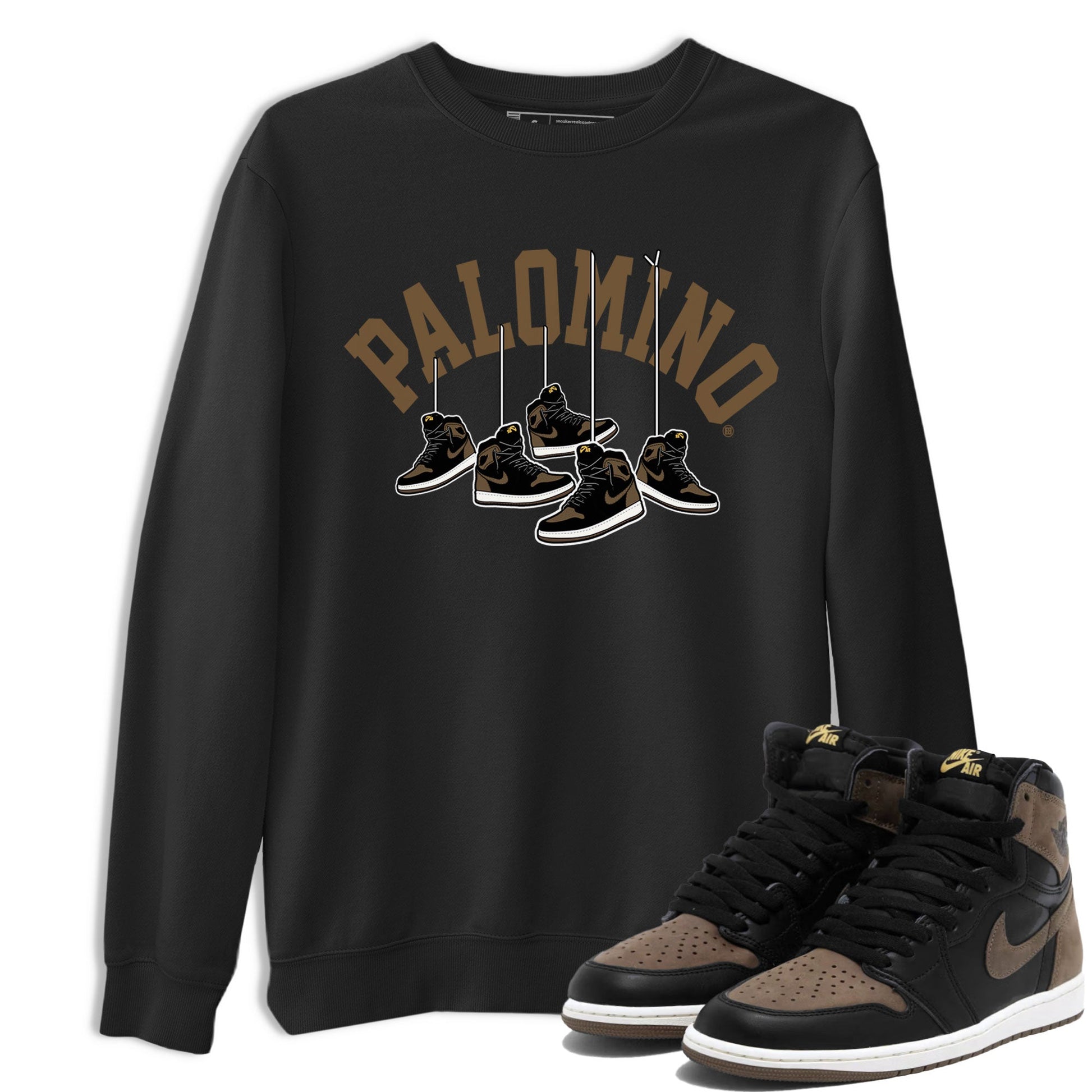 1s Palomino shirt to match jordans Hanging Sneakers sneaker tees Air Jordan 1 Palomino SNRT Sneaker Release Tees Unisex Black 1 T-Shirt