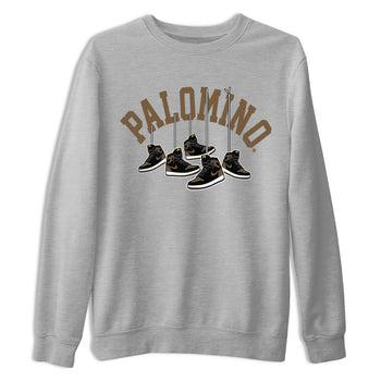 1s Palomino shirt to match jordans Hanging Sneakers sneaker tees Air Jordan 1 Palomino SNRT Sneaker Release Tees Unisex Heather Grey 2 T-Shirt