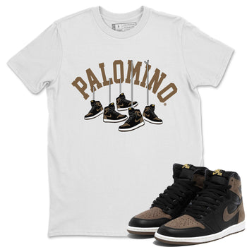 1s Palomino shirt to match jordans Hanging Sneakers sneaker tees Air Jordan 1 Palomino SNRT Sneaker Release Tees Unisex White 1 T-Shirt