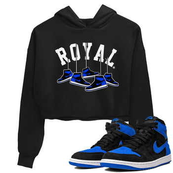 Air Jordan 1 Royal Reimagined shirt to match jordans Hanging Sneakers sneaker tees Air Jordan 1 High OG Royal Reimagined SNRT Sneaker Release Tees Black 1 Crop T-Shirt