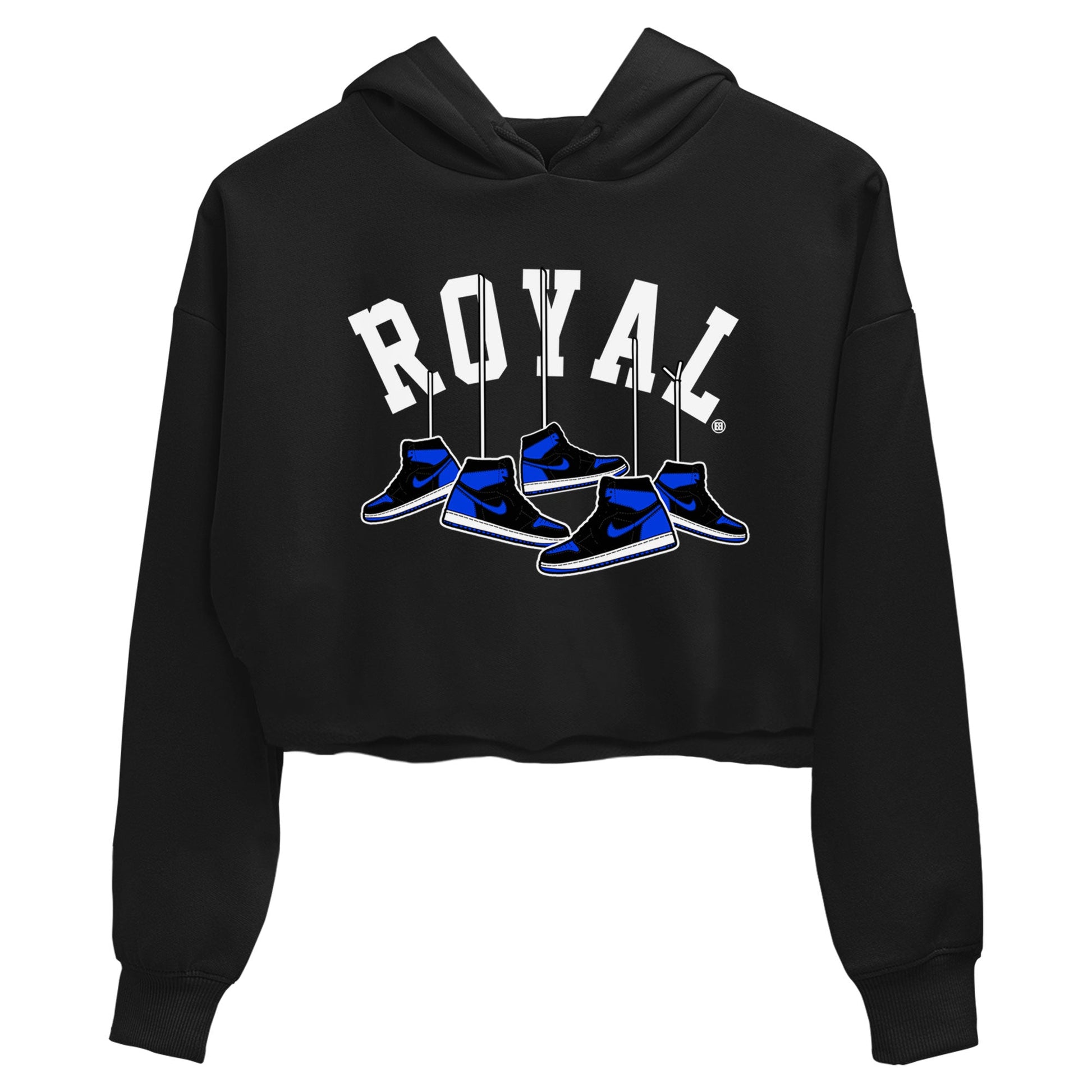 Air Jordan 1 Royal Reimagined shirt to match jordans Hanging Sneakers sneaker tees Air Jordan 1 High OG Royal Reimagined SNRT Sneaker Release Tees Black 2 Crop T-Shirt