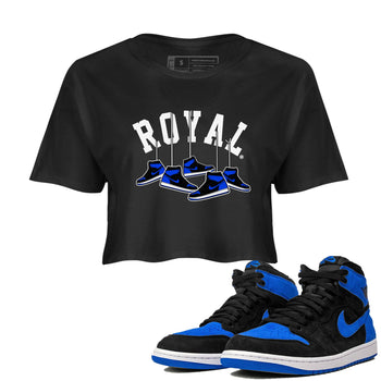 Air Jordan 1 Royal Reimagined shirt to match jordans Hanging Sneakers sneaker tees Air Jordan 1 High OG Royal Reimagined SNRT Sneaker Release Tees Black 1 Crop T-Shirt
