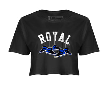 Air Jordan 1 Royal Reimagined shirt to match jordans Hanging Sneakers sneaker tees Air Jordan 1 High OG Royal Reimagined SNRT Sneaker Release Tees Black 2 Crop T-Shirt