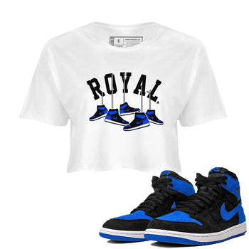 Air Jordan 1 Royal Reimagined shirt to match jordans Hanging Sneakers sneaker tees Air Jordan 1 High OG Royal Reimagined SNRT Sneaker Release Tees White 1 Crop T-Shirt