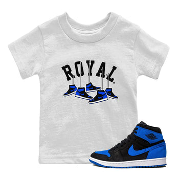 Air Jordan 1 Royal Reimagined shirt to match jordans Hanging Sneakers sneaker tees Air Jordan 1 High OG Royal Reimagined SNRT Sneaker Release Tees Baby Toddler White 1 T-Shirt
